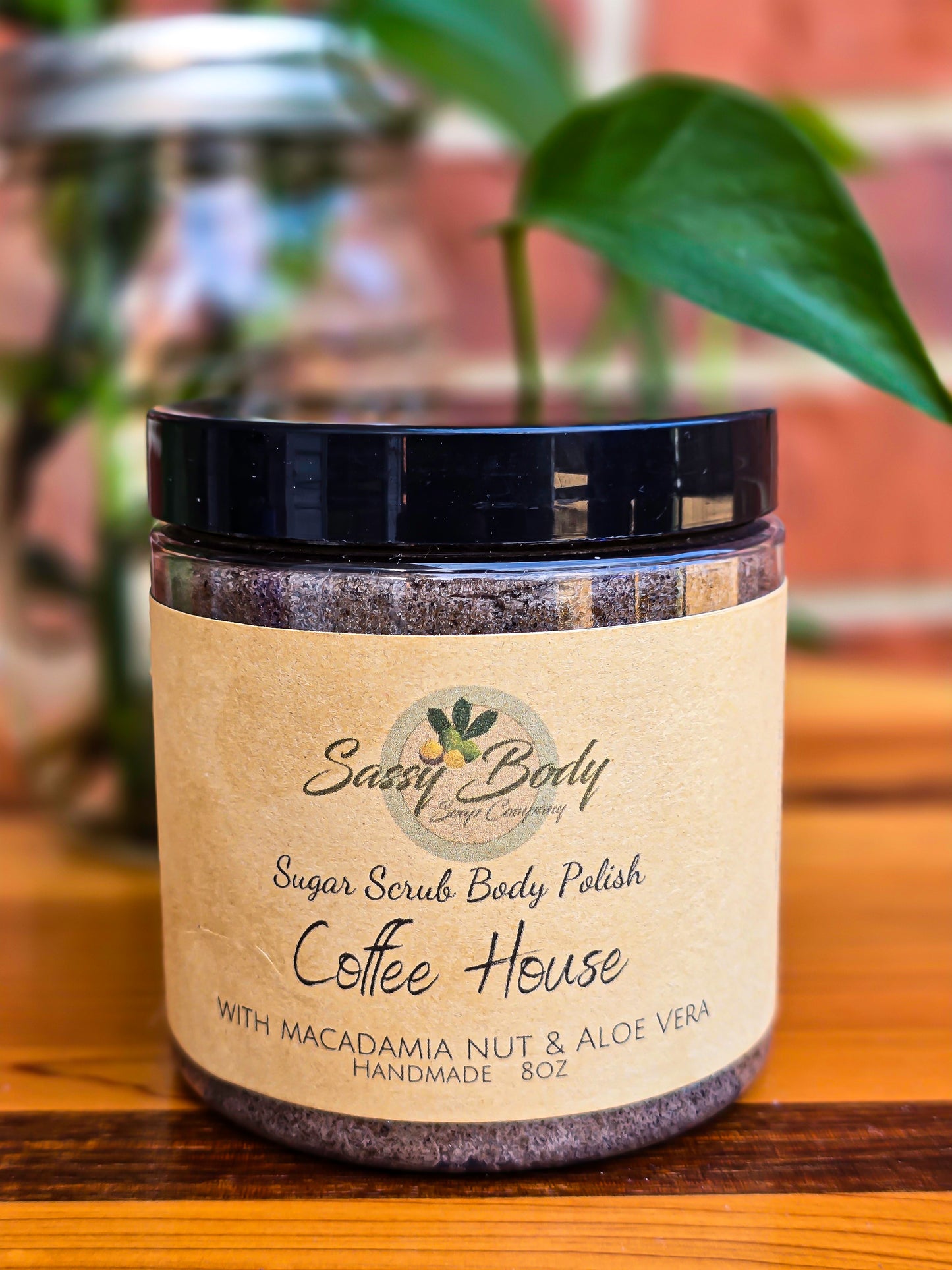 Coffee House Natural Sugar Scrub, Handmade Body Polish, Exfoliating Bath