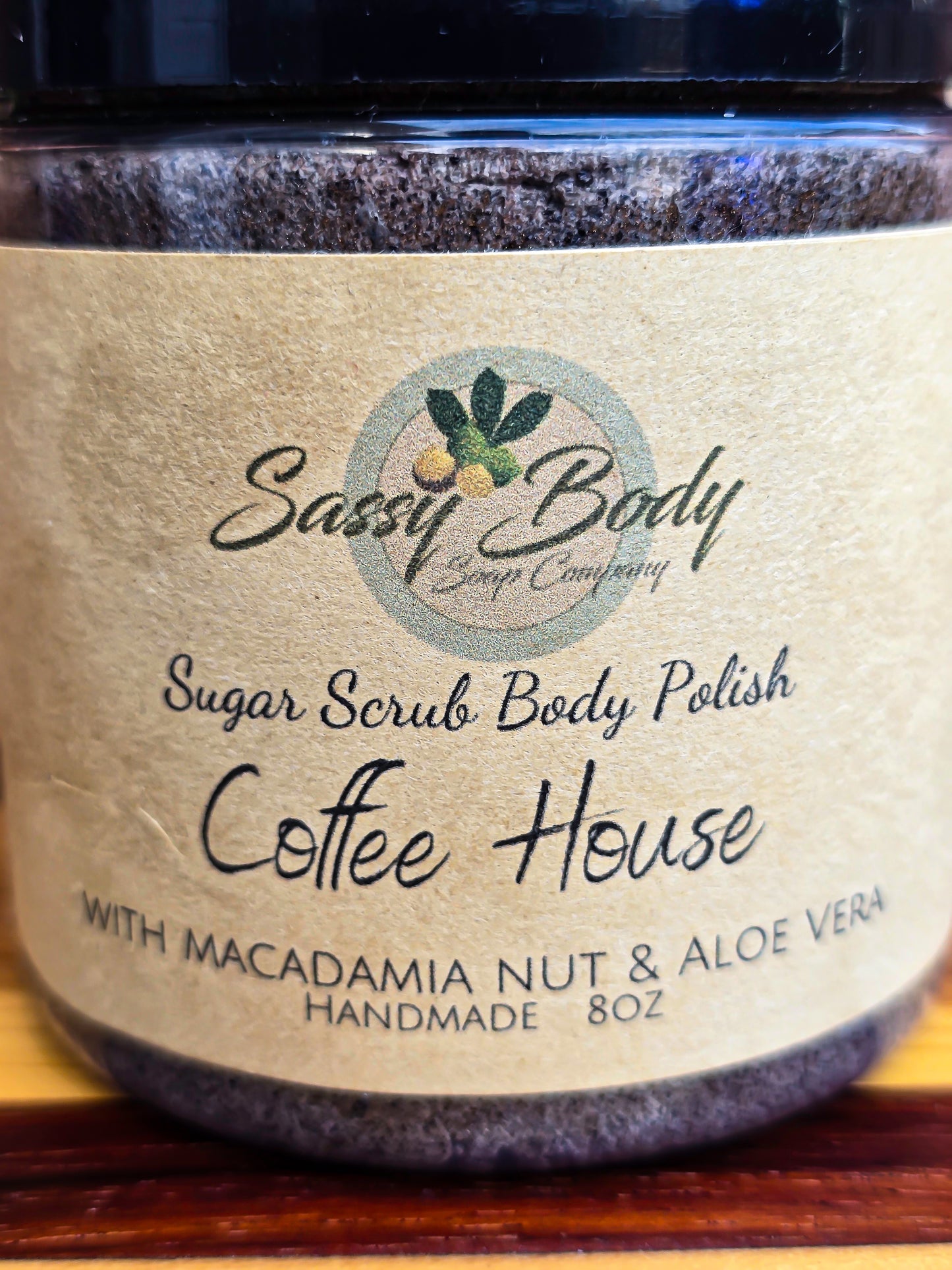 Coffee House Natural Sugar Scrub, Handmade Body Polish, Exfoliating Bath