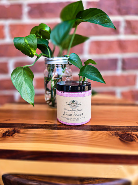 Mixed Berries Natural Sugar Scrub, Handmade Body Polish, Exfoliating Bath