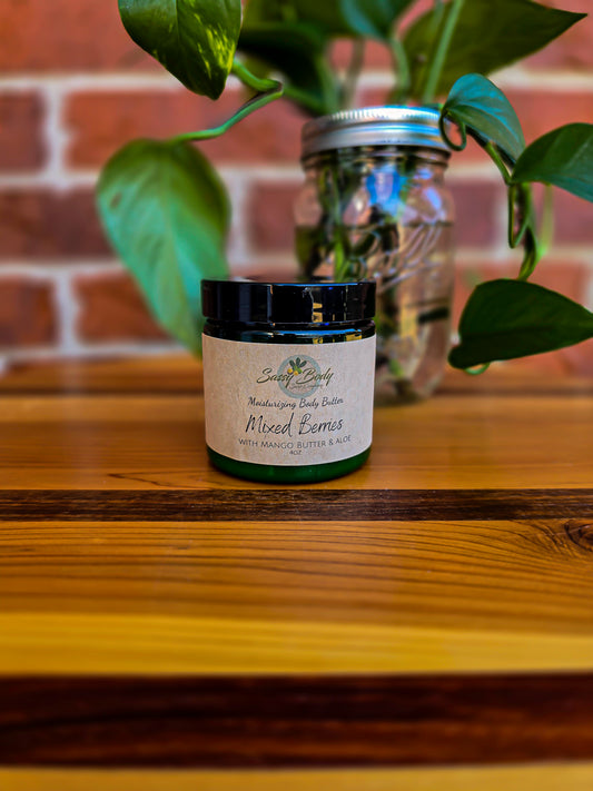 Mixed Berries Moisturizing Body Butter, Handmade Natural Skincare, Strawberry Body Cream, Paraben Free, Phthalate Free Skincare