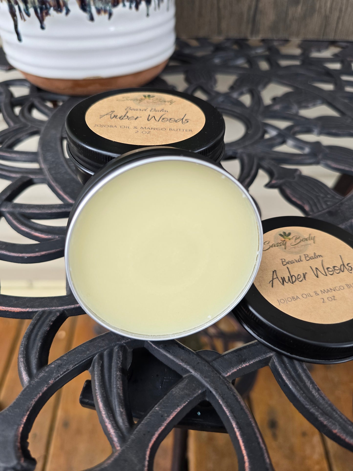 Amber Woods Natural Beard Balm, Handmade Beard Moisturizer, Beard Care for Him