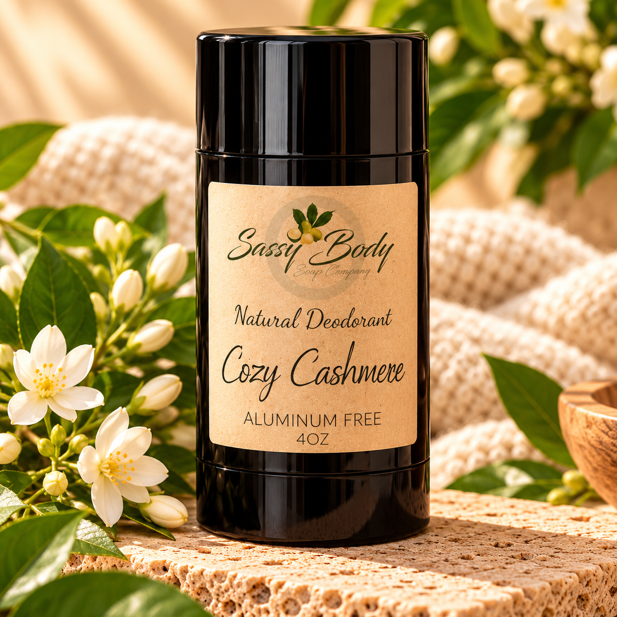 Cozy Cashmere Natural Deodorant, All Natural Body Odor Solid Stick