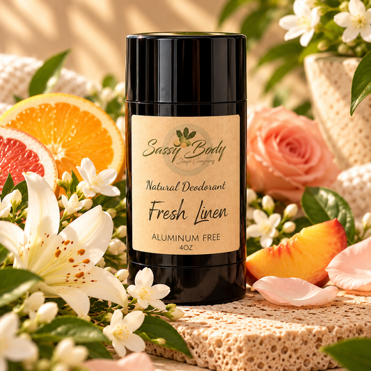 Fresh Linen Natural Deodorant, All Natural Body Odor Solid Stick