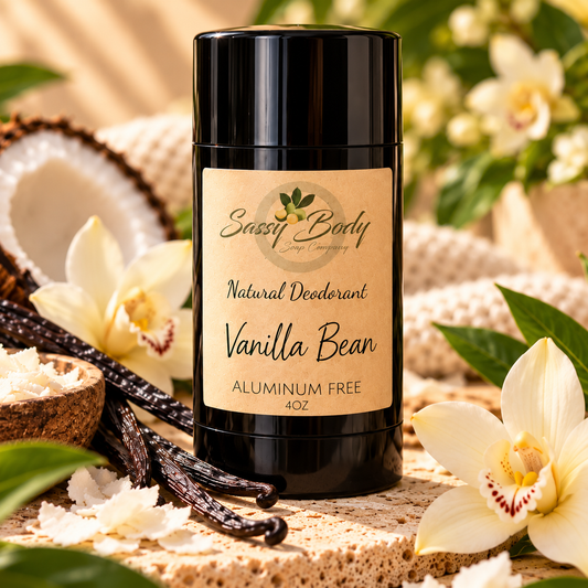 Vanilla Bean Natural Deodorant, All Natural Body Odor Solid Stick