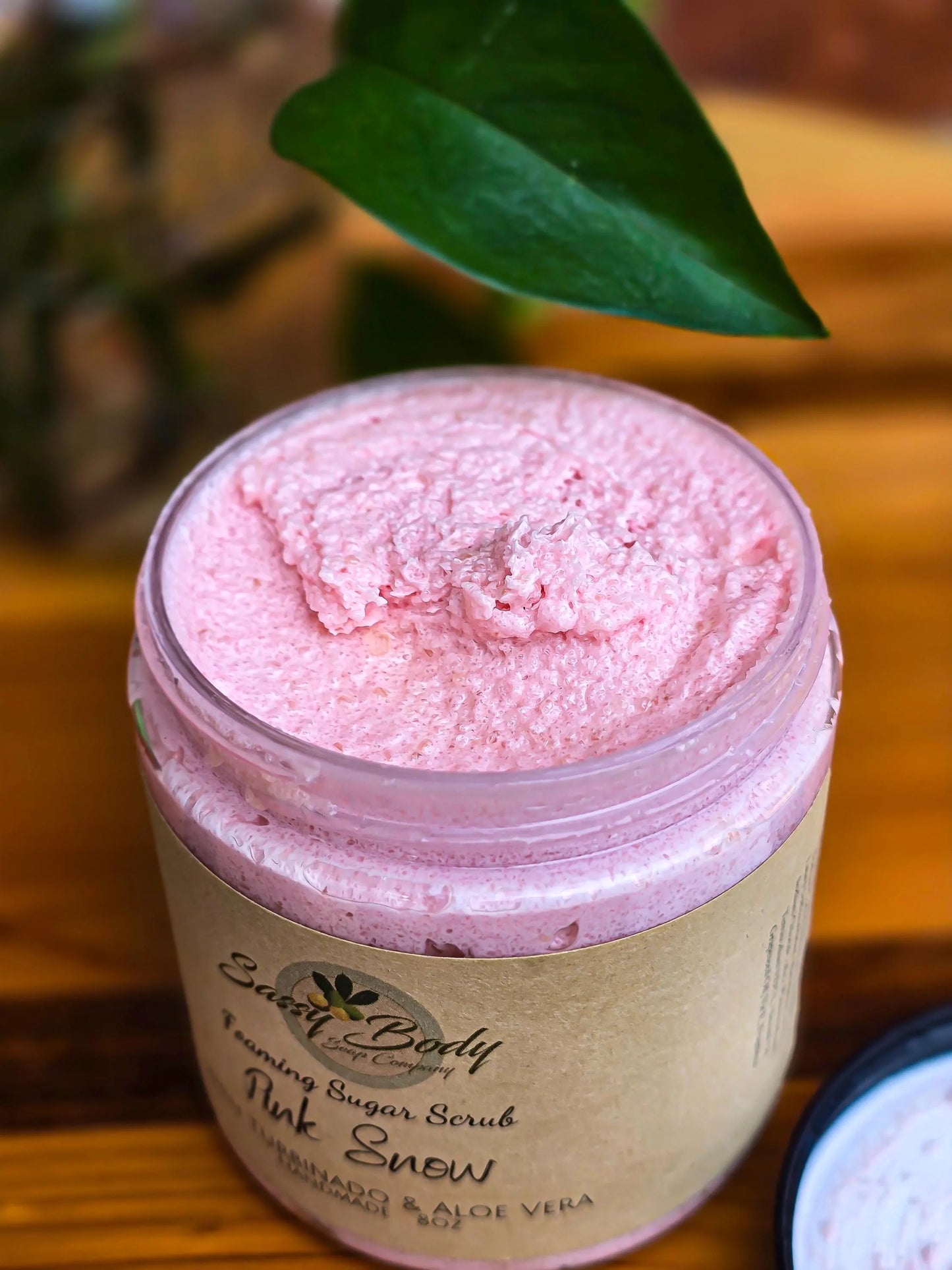 Pink Snow Natural Sugar Scrub, Handmade Body Polish, Exfoliating Bath