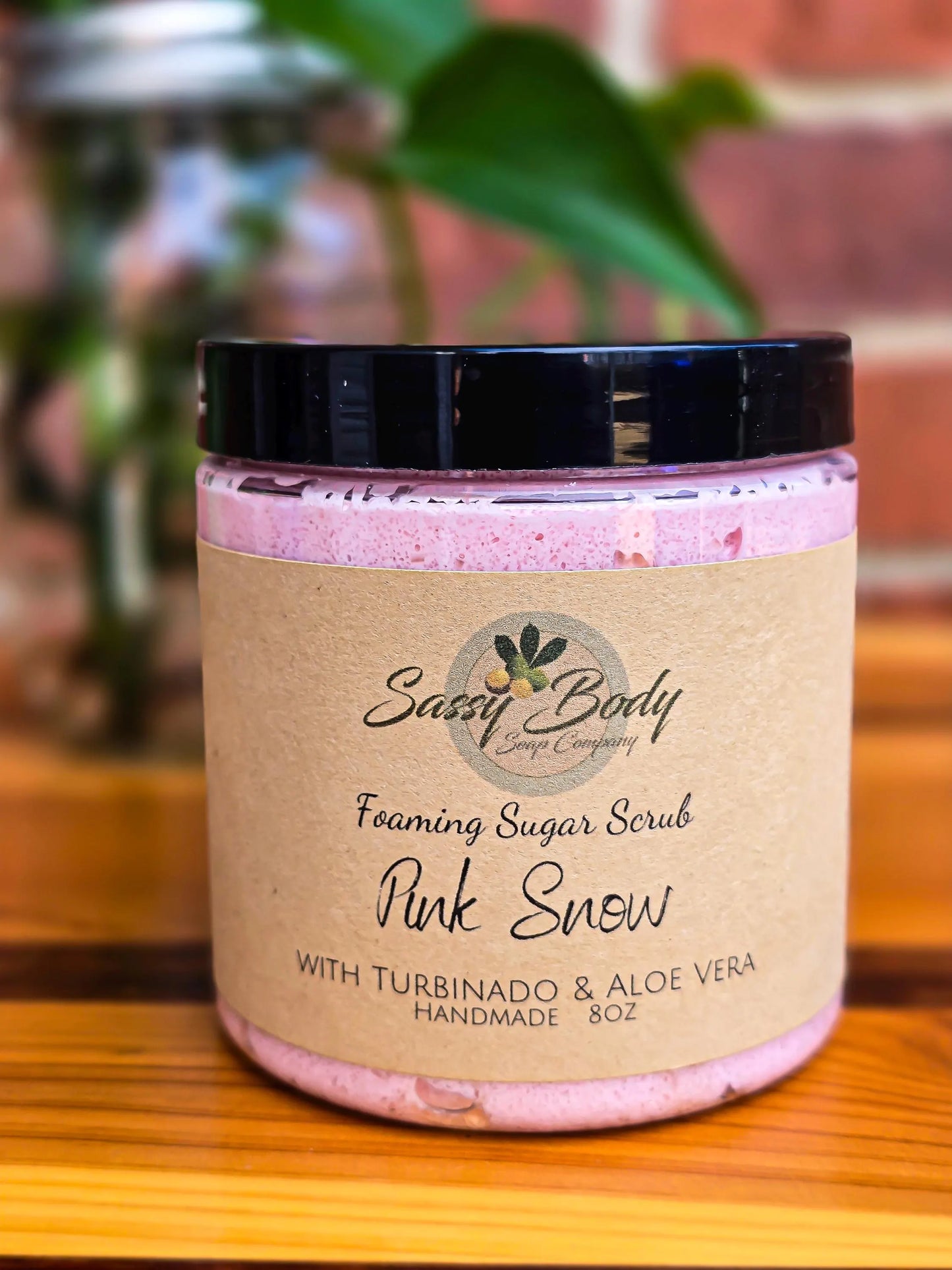 Pink Snow Natural Sugar Scrub, Handmade Body Polish, Exfoliating Bath